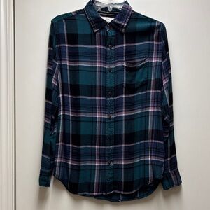 Women Plaid Shirt - Blue and Green
